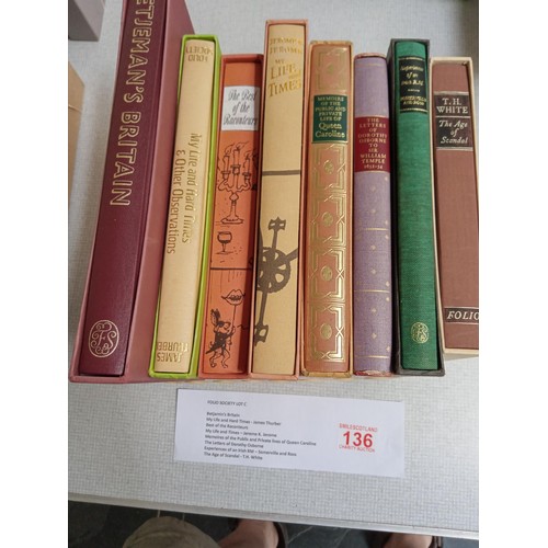 136 - Folio Society, 8 books .. Betjamin`s Britian , My life and Hard Times - James Thurber and My life an... 