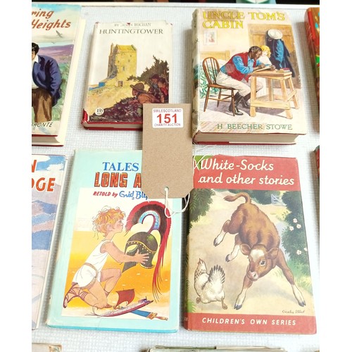 151 - 14x vintage children's books with original dust covers, see photos incl. Enid Blyton, Emily Bronte a... 