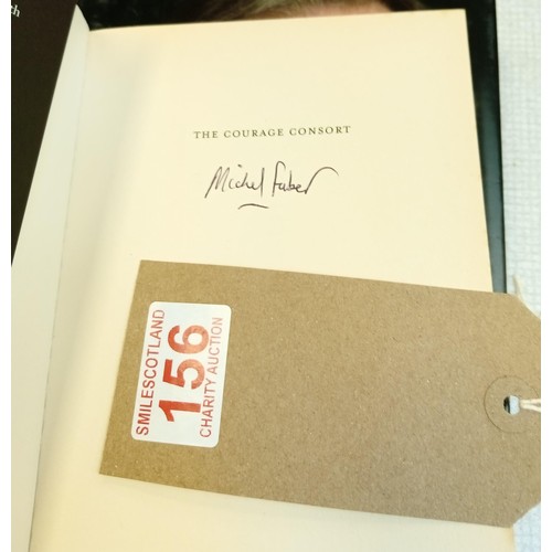 156 - 3x author signed books 'The Road Taken' Michael Buerk; 'The Courage Consort' Michel Faber; 'Scottish... 