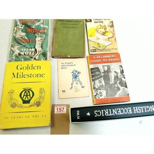 157 - A selection of collectible books: 'English Eccentrics' Folio Society; 'Tennis Without Tears'; 'Golde... 