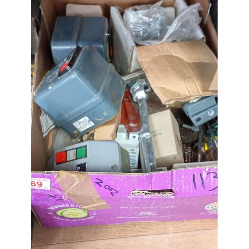 69 - A box of electrical items etc