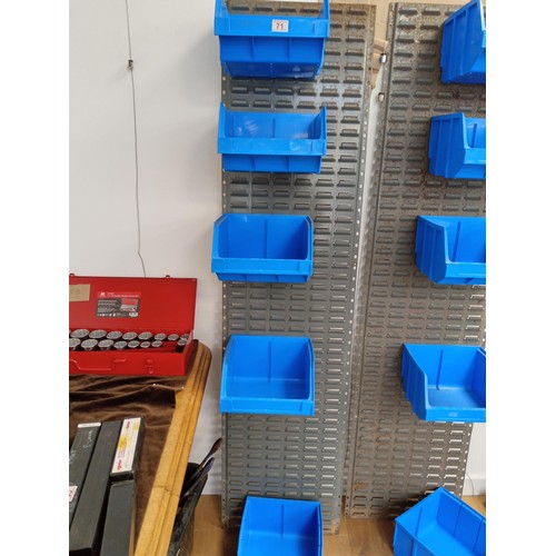 71 - Parts bins storage wall rack with bins