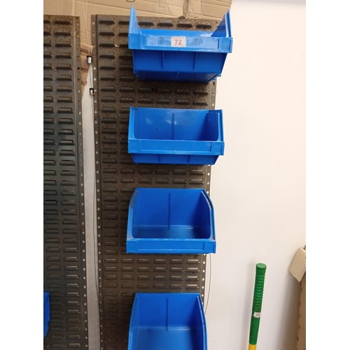 72 - Part bin stoarge wall rack with bins