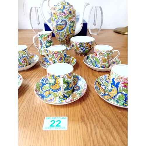 22 - Ye Old English Grosvenor China coffee set Chintz