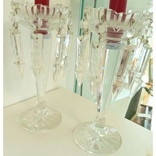 44 - Decorative pair of baccarat style candle sticks