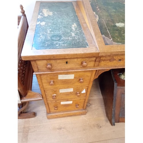 69 - Antique Walnut Dickens Writing Desk. Probably late Victorian. Total of eight drawers each with hand ... 