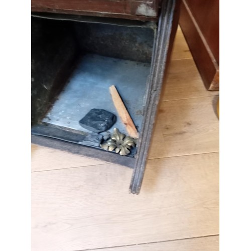 70 - Victorian wooden coal scuttle with inner and a shovel