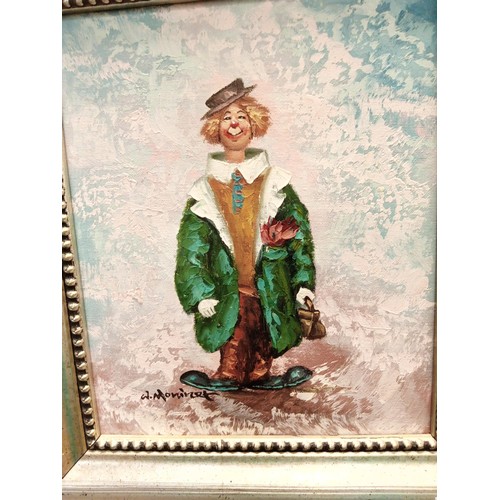 96 - 'Clown' by William Moninent (1937-1999)  Original oil on canvas