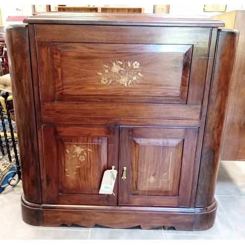 366 - Inlaid home bar with drink cabinet and glass holders