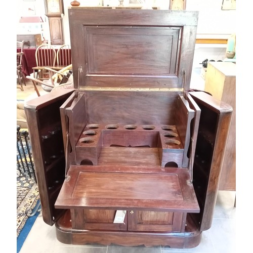 366 - Inlaid home bar with drink cabinet and glass holders