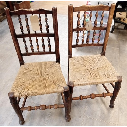 367 - Pair of wooden and cord chairs, a/f