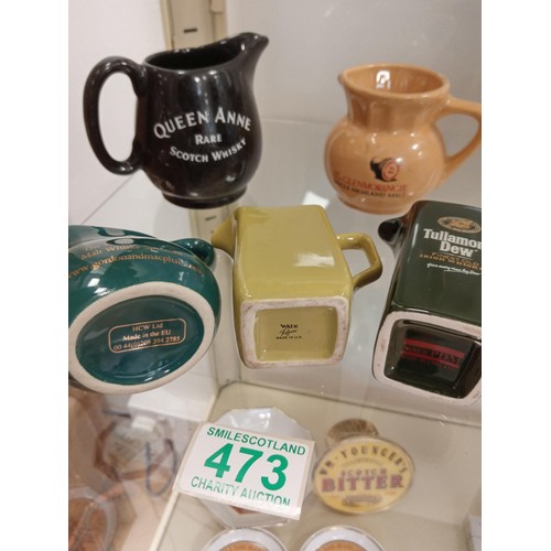 473 - 5x miniature whisky jugs incl. J&B, Glen Morangie, Gordon & MacPhail.