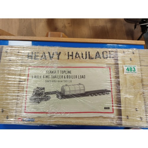 483 - Corgi Heavy Haulage Scale 1:50 model CC12810 Scania T Topline 5 Axel king trailer and boiler load Sa... 