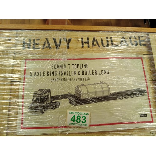 483 - Corgi Heavy Haulage Scale 1:50 model CC12810 Scania T Topline 5 Axel king trailer and boiler load Sa... 