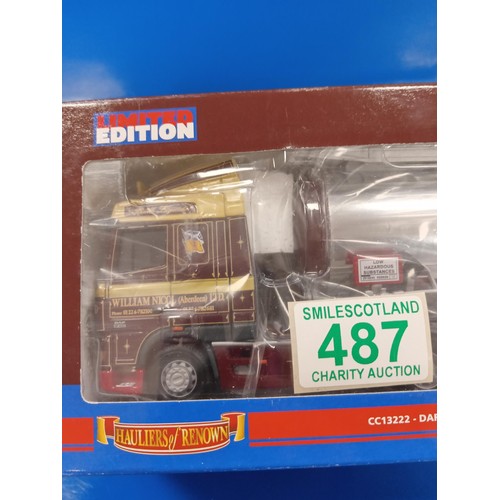 487 - Corgi limited edition DAF XF Space Cab general purpose Tanker - William Nicol Transport model CC1322... 