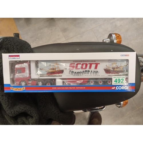 492 - Corgi scale 1:50 limited edition CC13705 - Scania R Series Topline Fridge Trailer - Scott Trawlers L... 