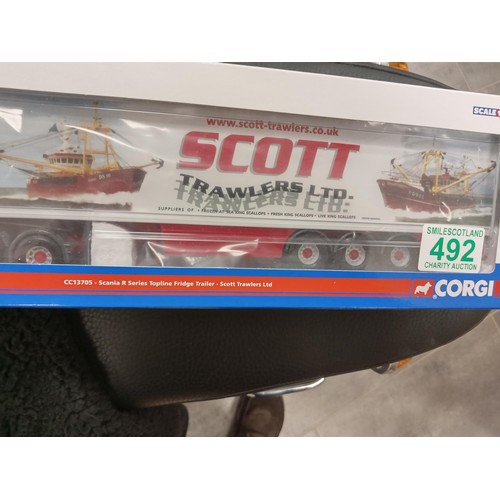 492 - Corgi scale 1:50 limited edition CC13705 - Scania R Series Topline Fridge Trailer - Scott Trawlers L... 