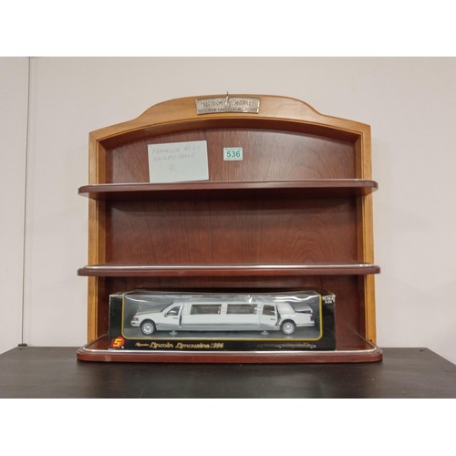 536 - Precision models Franklin Mint display shelf plus model limousine