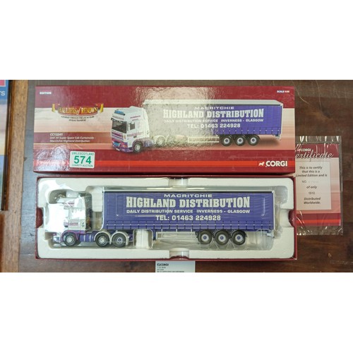 574 - Corgi Limited Edition Hauliers of Renown CC13241 DAF XF Super Space Cab Curtainside - Macritchie Hig... 