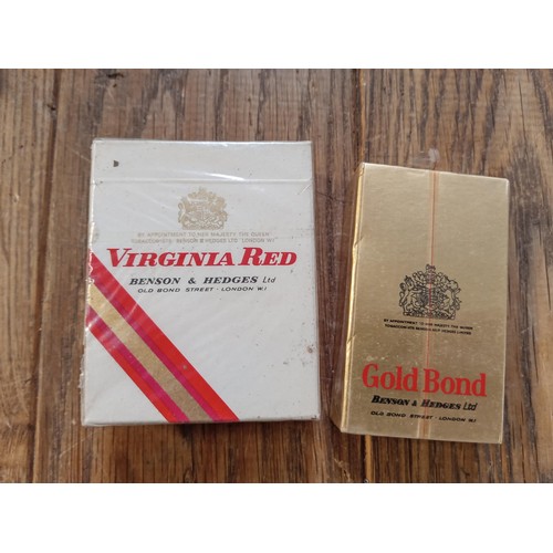 72 - 2 packets of Benson and Hedges cigarettes 20 Virginia red & 10 gold bond both sealed