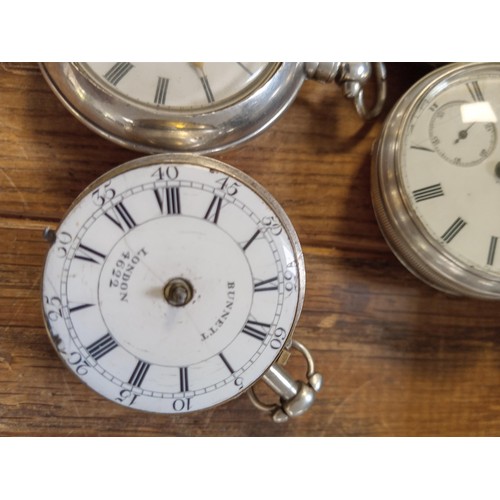 84 - 4 x vintage pocket watches, some have silver hallmarks, please see photos