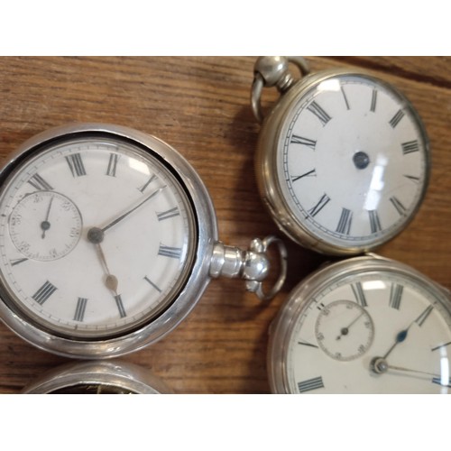 84 - 4 x vintage pocket watches, some have silver hallmarks, please see photos