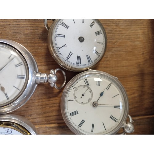 84 - 4 x vintage pocket watches, some have silver hallmarks, please see photos
