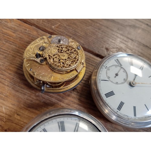 84 - 4 x vintage pocket watches, some have silver hallmarks, please see photos