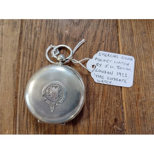 86 - Sterling silver pocket watch by J.W Benson , london 1923 'The Ludgate Watch'