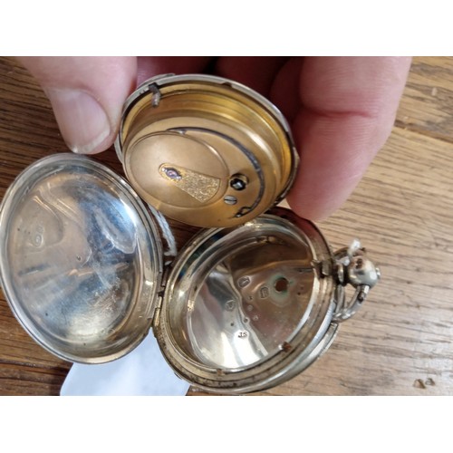 88 - Sterling silver pocket watch key wind. London believed 1865 maker Joseph Sharpe?