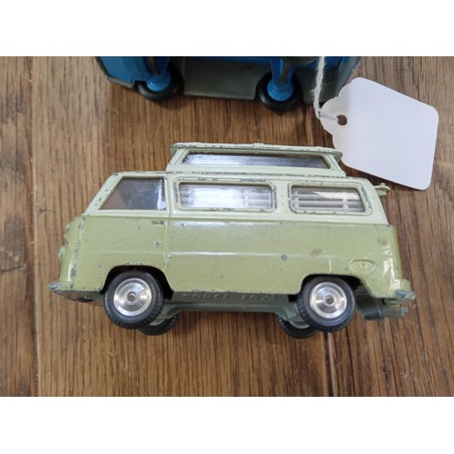 93 - 3 x vintage Corgi & Dinky toys, Ford Thames caravan, NCB Electric van & Bedford Ovaltine van