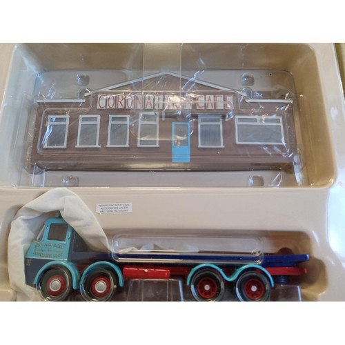 164 - Corgi Cafe Connection Limited Edition CC10501 ERF KV Platform lorry Richard Read Transport Ltd Coron... 