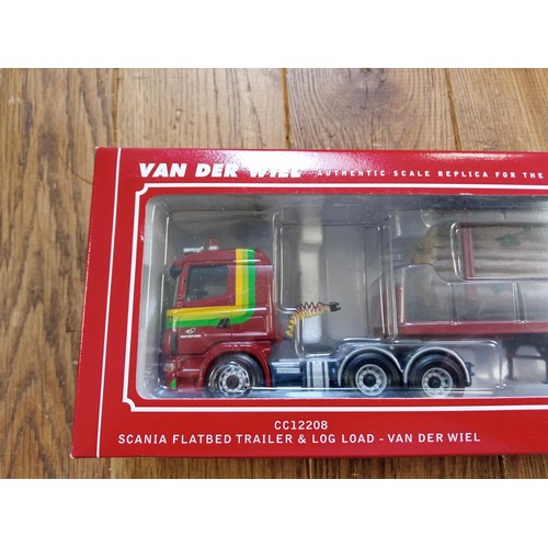 65 - Corgi Limited Edition CC12208 Scania Flatbed Trailer & Log Load - Van Der Wiel scale 1:50