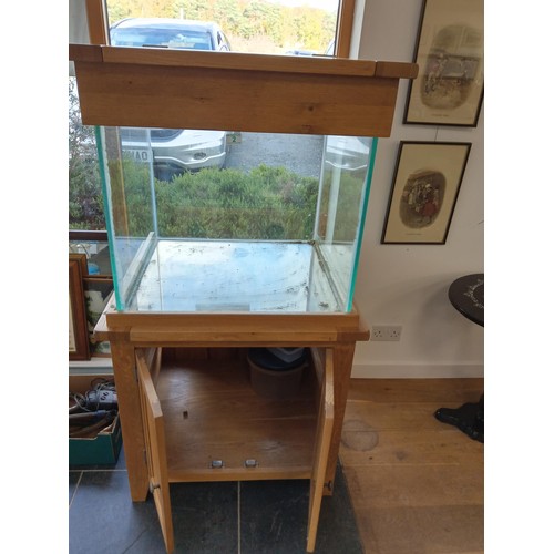 2 - Extra large cube Aqua oak fish/ reptile tank on its base. Total height 148cm and 70cm deep with 80cm... 