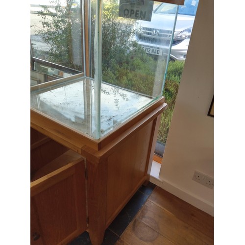 2 - Extra large cube Aqua oak fish/ reptile tank on its base. Total height 148cm and 70cm deep with 80cm... 