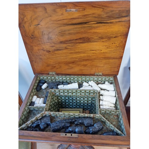 57 - Victorian lift-top table with chess board inlay