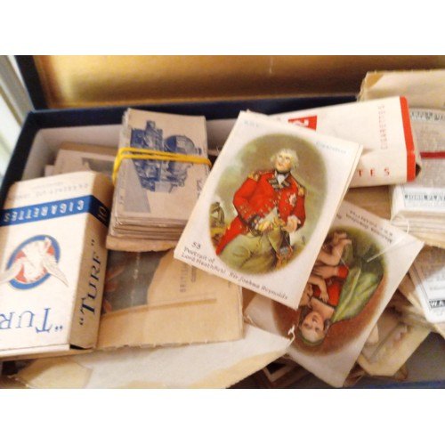 117 - Box of cigarette cards and others inc. Risqué ones