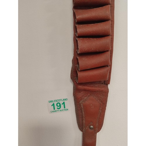 191 - Leather bandolier red/tan shotgun cartridge belt