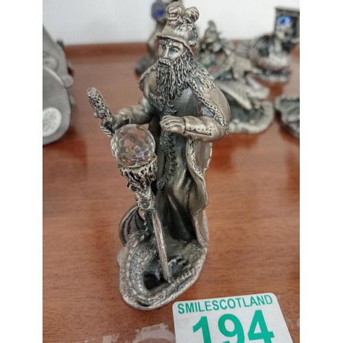 194 - Tray lot of pewter and crystal mythical figurines. Mainly 'The Magic of the Crystal' see photos for ... 