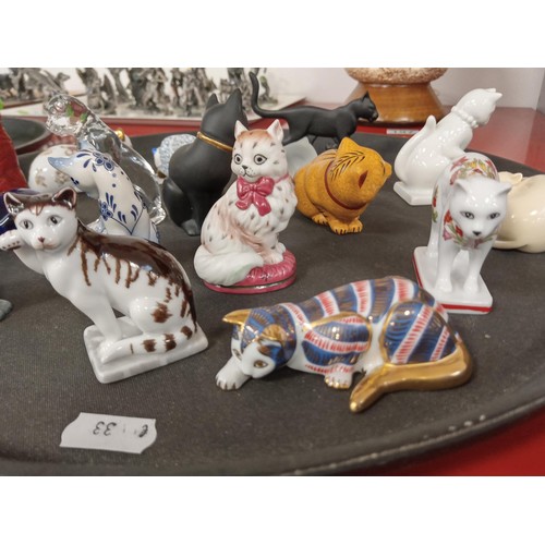 201 - Tray lot Franklin Mint miniature cats