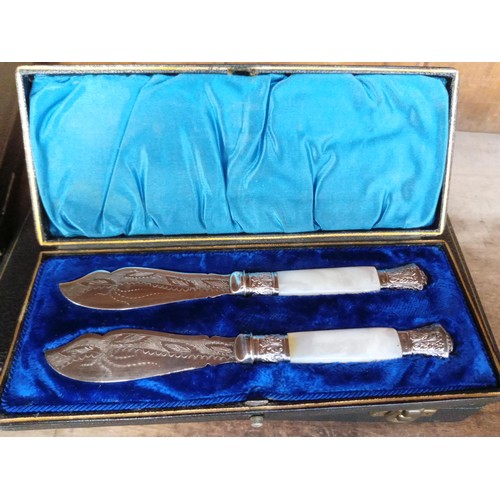 213 - Seven various boxed EPNS cutlery ware.