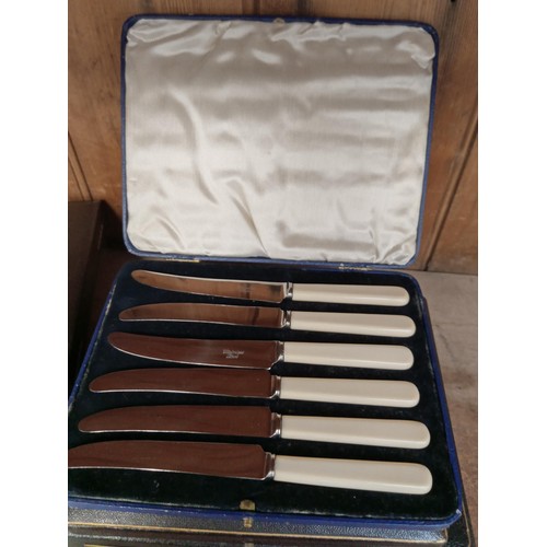 213 - Seven various boxed EPNS cutlery ware.