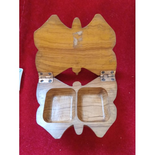 233 - Vintage wooden Butterfly stamp box holder.