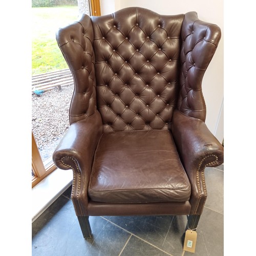 256 - Fireside Leather Chesterfield style Wingback Chair