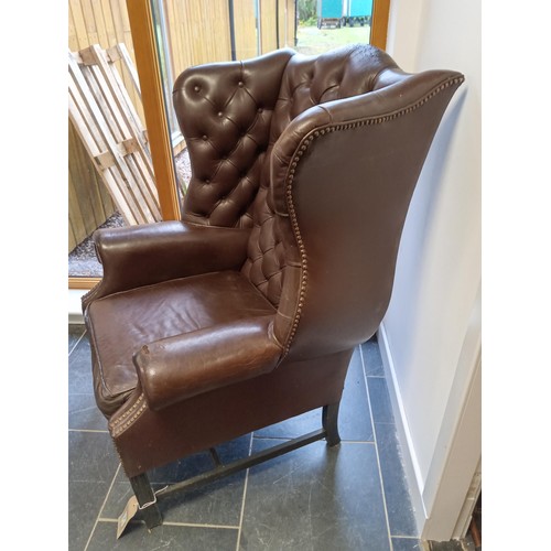 256 - Fireside Leather Chesterfield style Wingback Chair