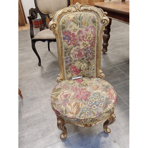 266 - Victorian Gold Gilt Chair.  Reupholstered in vintage tapestry.