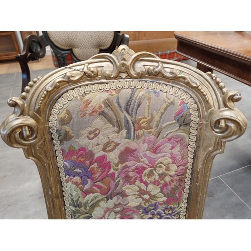 266 - Victorian Gold Gilt Chair.  Reupholstered in vintage tapestry.