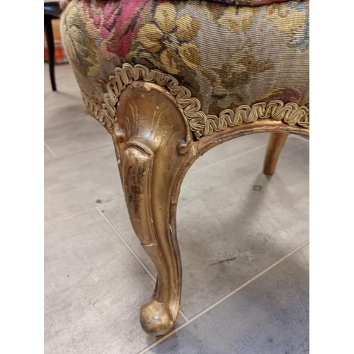 266 - Victorian Gold Gilt Chair.  Reupholstered in vintage tapestry.