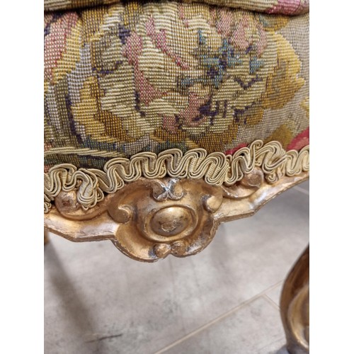 266 - Victorian Gold Gilt Chair.  Reupholstered in vintage tapestry.