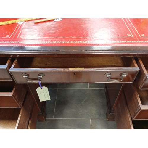 283 - Regency Style desk with red leather inlay.